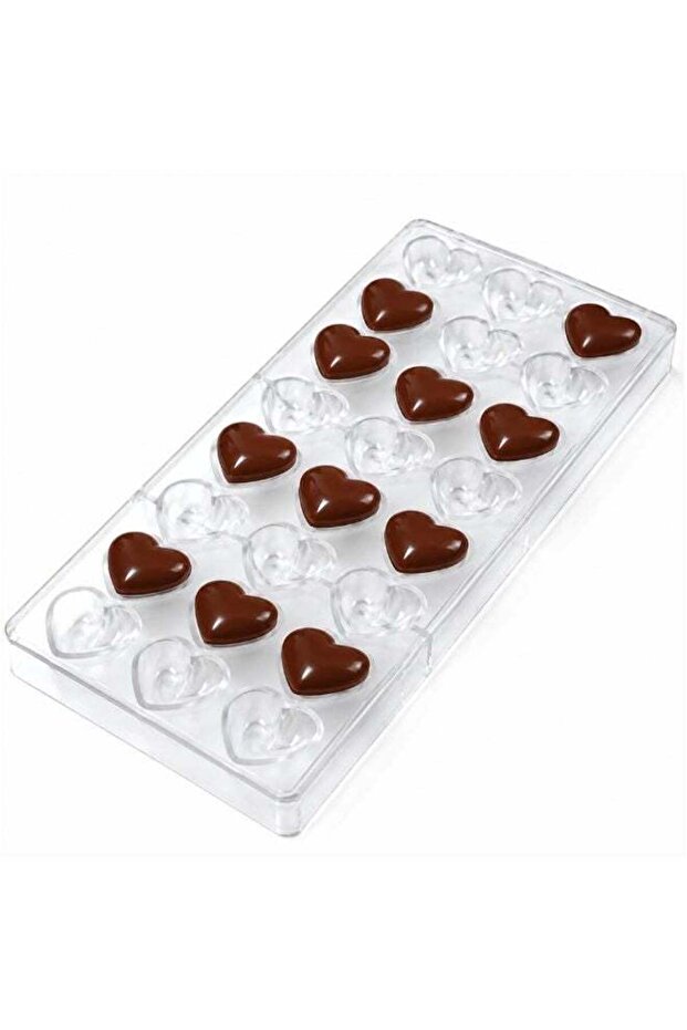 BERAM Heart Shape Chocolate Mold, Food Grade Clear Plastic Candy & Chocolate Making Tray, Easy Rele