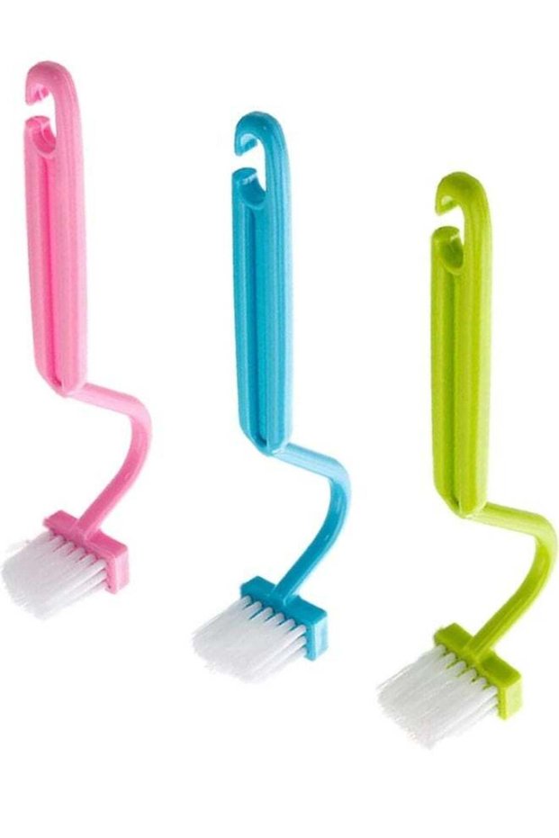 3 Pcs Curved Plastic Toilet Brush Cleaning Toilet Corner Rim