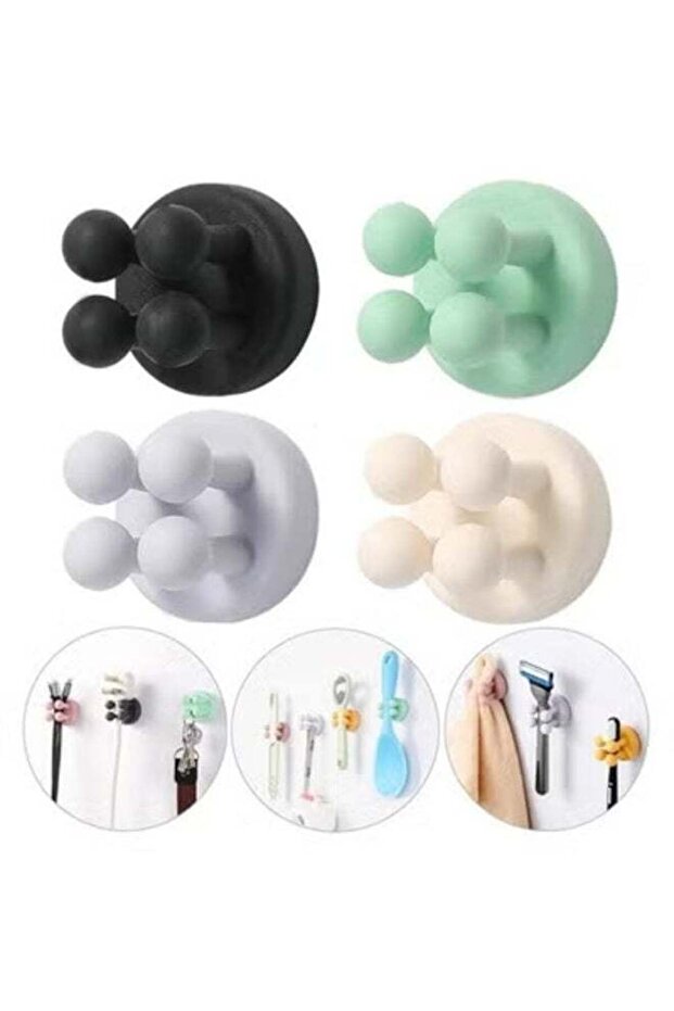 4Pcs Self Adhesive Silicone Toothbrush Holders Wall Mounted to Mirror for Shower Hanging Towel, Fun