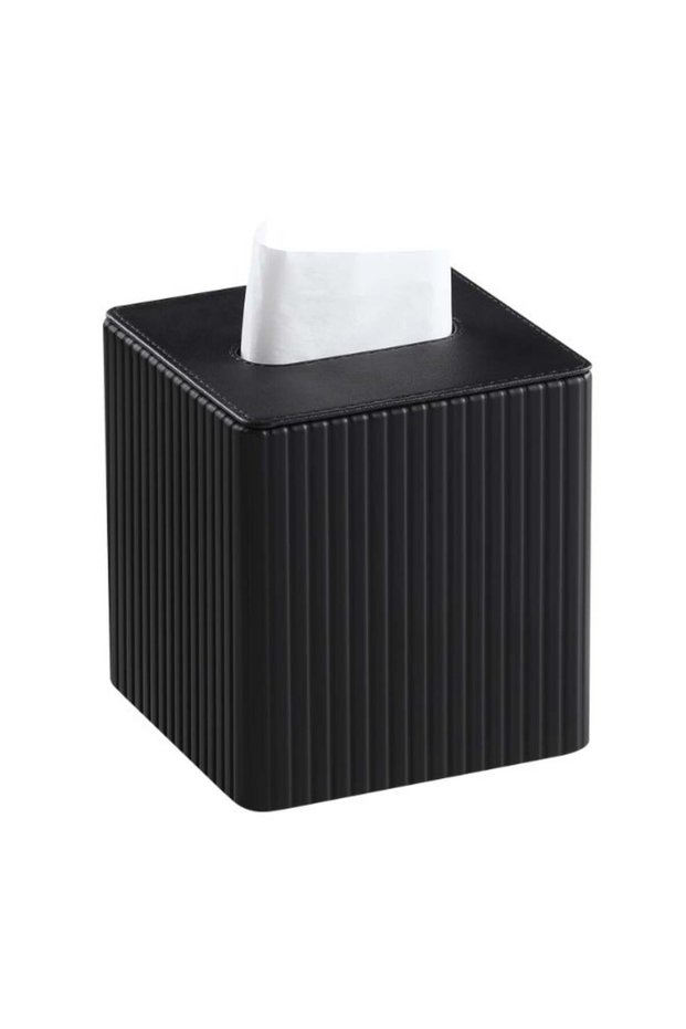 Facial Tissue Holder for Bathroom, Faux Leather Tissue Box Cover Square, Bath Toliet Paper Box Orga