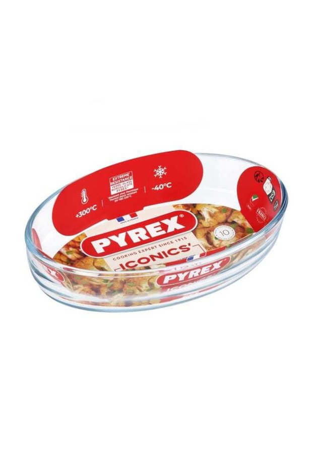 Pyrex Essentials Oval Glass Roaster 2.2L Borosilicate Glass Baking Dish, Oven, Microwave & Freezer
