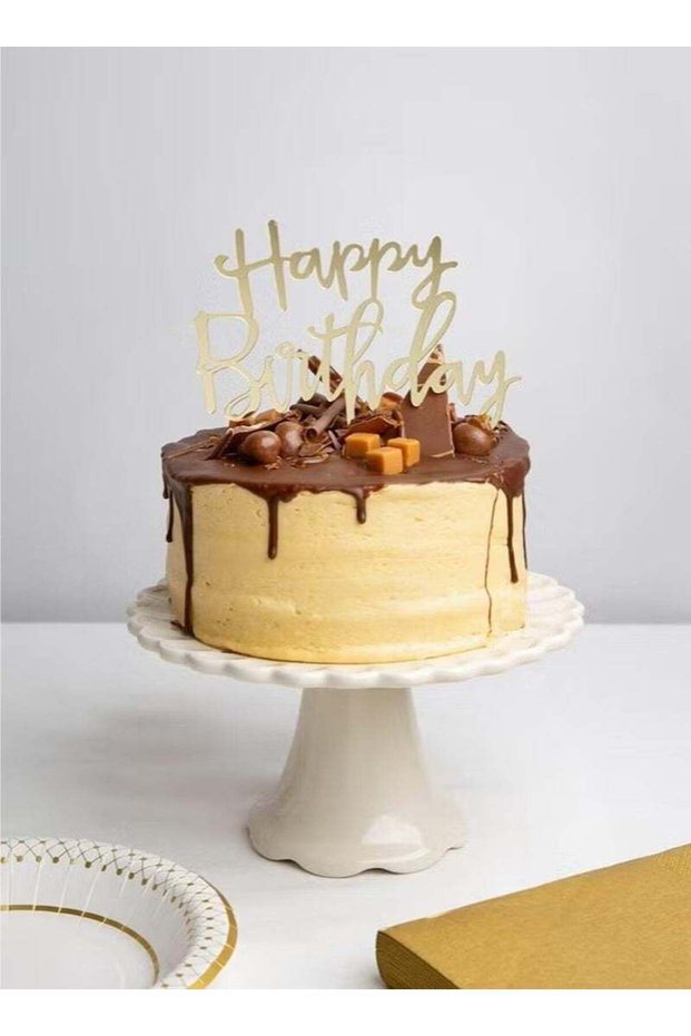 Acrylic Happy Birthday Cake Topper, Gold – 10 Pack