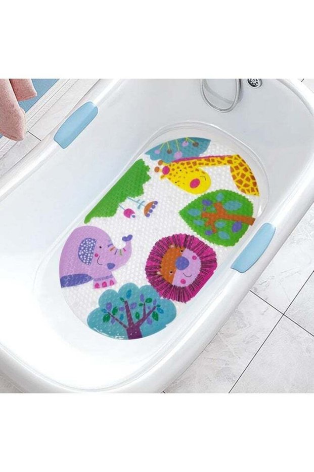 Cartoon Non Slip Bath Mats for Kids, Cute Pattern Oval 69 x 39 cm Shower Mat for Tub, Anti Slip Mac