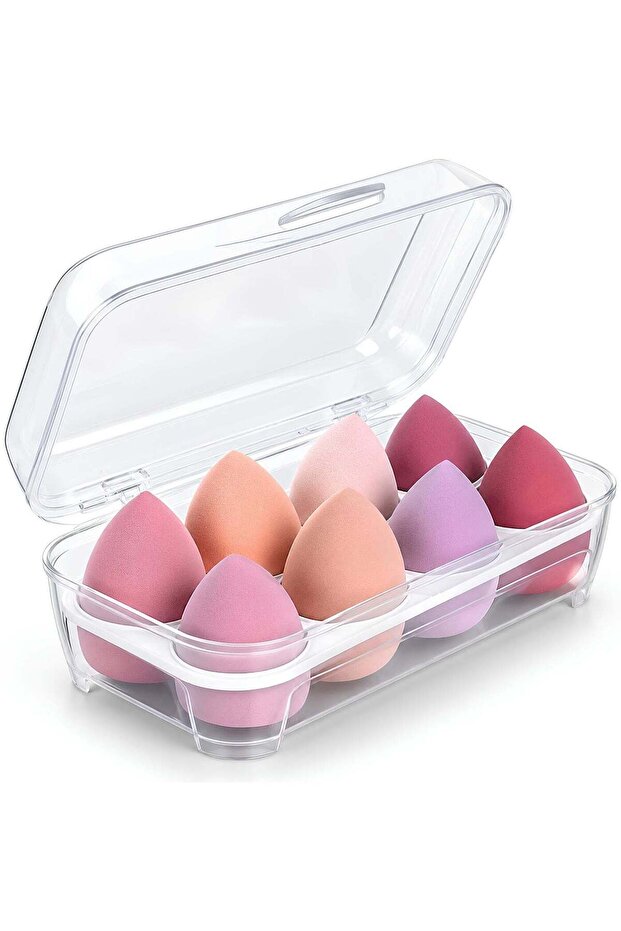 8-Pack Make Up Sponge Set, Face Beauty Make Up Sponges Blender Makeup Eggs With Case Latex-Free Veg