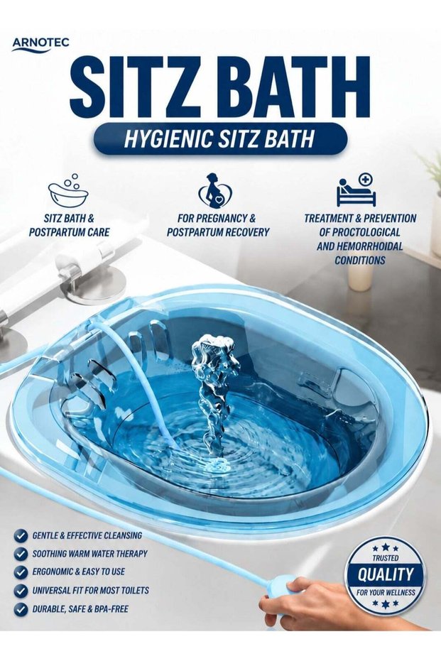 Sitz Bath for Toilet Seat with Flusher – Postpartum, Hemorrhoid, and Yoni Steam Care – Soaking Basi