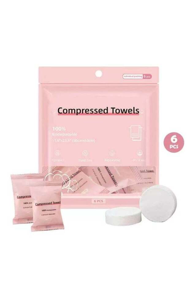 6-pack compressed disposable thickened large towels, 30cm×60cm, super absorbent and thick face towe