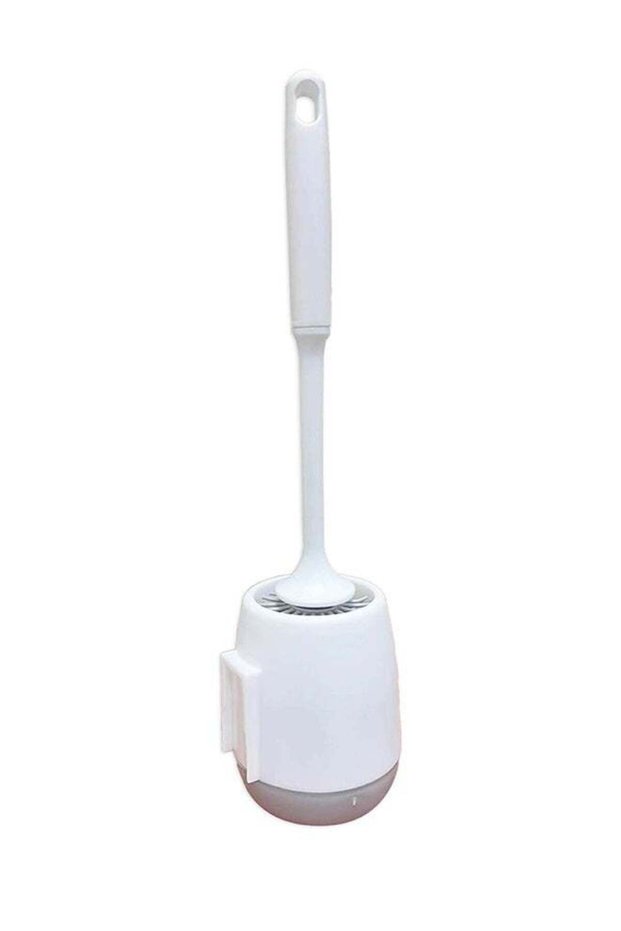 Silicone Toilet Bowl Brush Set White/Black/Grey 4.4x4.9x7.5inch