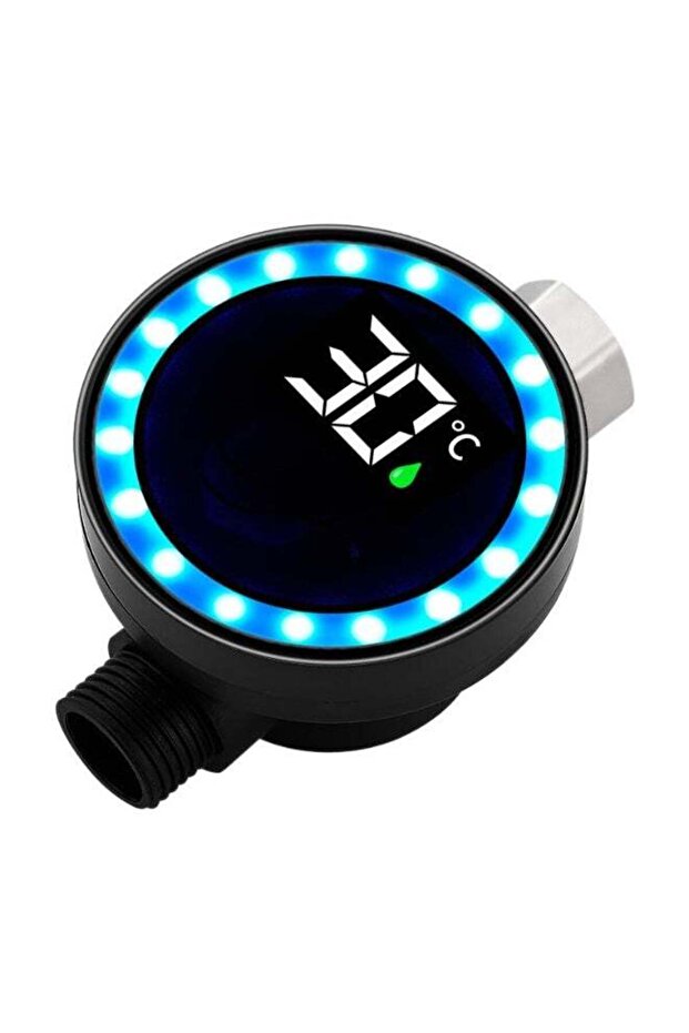 LED Shower Thermometer with 3-Color Warning Light - Water Powered, High Precision Temperature Monit