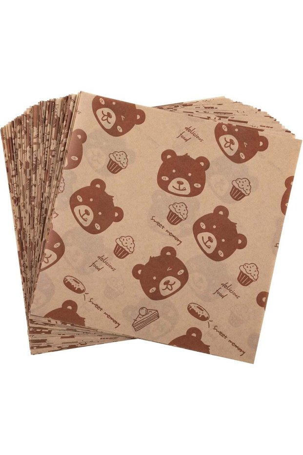 100 Sheets Bread Sandwich Burger Fries Food Grade Oil Proof Paper, Baking Tray Liners for Baking, R