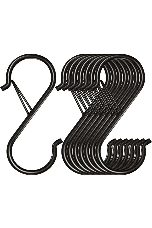8 Pack S Hooks for Hanging, 3.5 inch Heavy Duty Metal S Hooks with Safety Buckle S Shaped Hooks Pot
