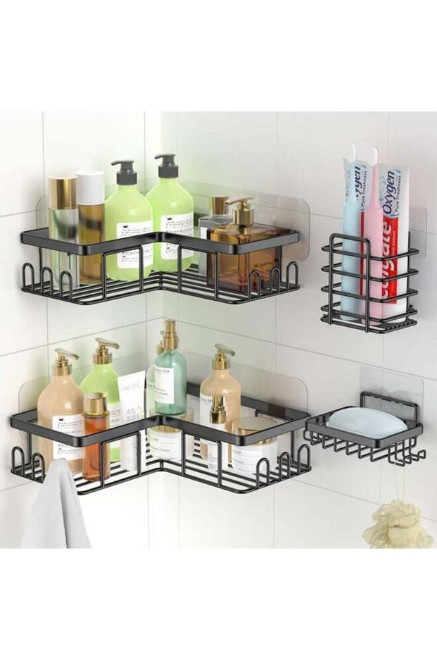 Corner Shower Caddy 4 Pack, Adhesive Shower Organizer, Large Capacity, Rustproof Stainless Steel Sh