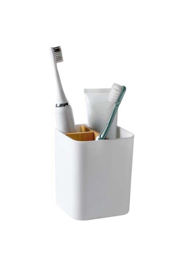 Bamboo Toothbrush Holder for Bathrooms, 3 Slots Toothbrush and Toothpaste Holder Bathroom Counter O