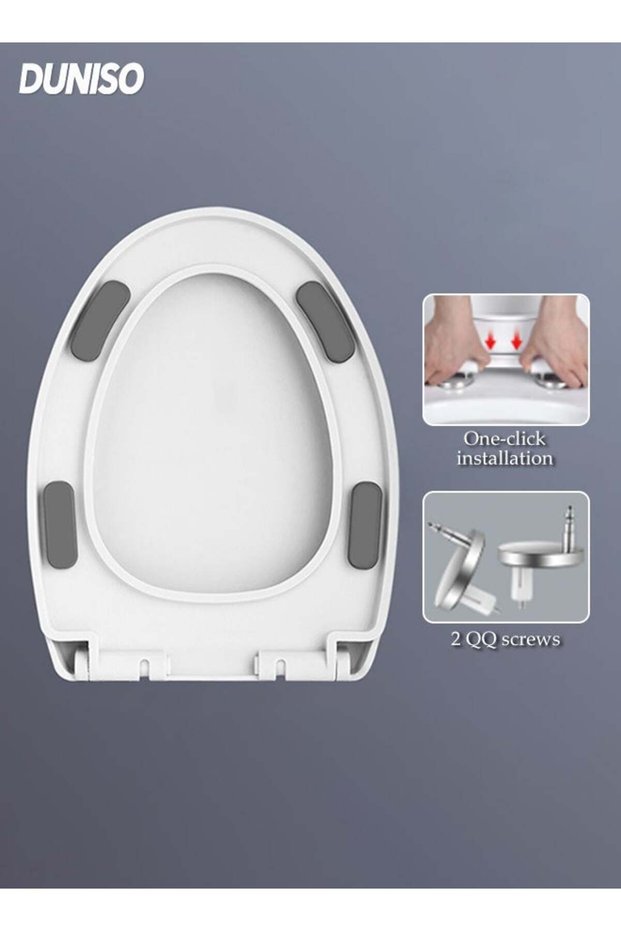Toilet Seat Cover,V-Shape Quiet Soft Close Lid,Quick-Attach Hardware Bathroom Toilet Seat,Durable a