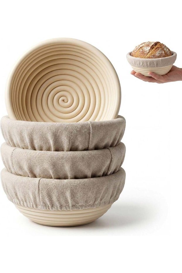 5 Inch Mini Banneton Bread Proofing Basket Set of 4, Easy-Clean Round Sourdough Proofing Basket, Sm
