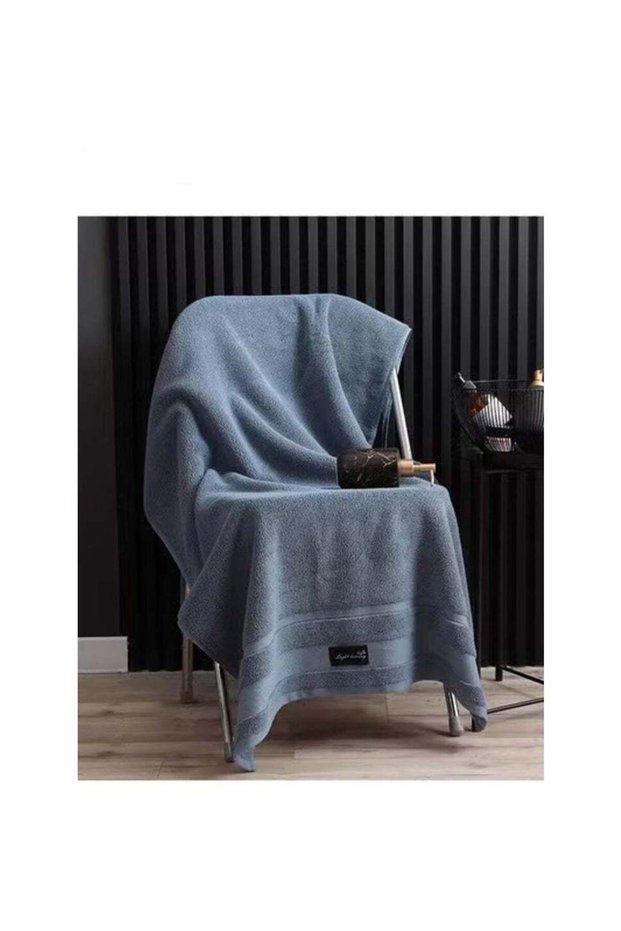 Adult Thickened Cotton Bath Towel, Combed Towel For Man, 140 * 70cm, Blue