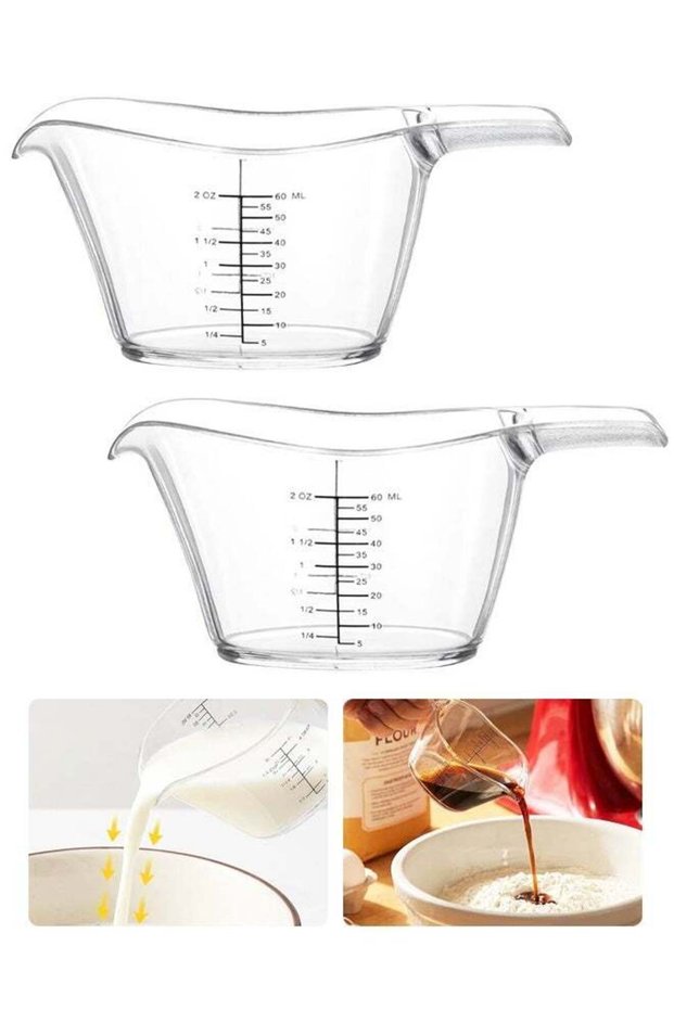 2PCS 2oz Clear Mini Measuring Cups With Scale Markings