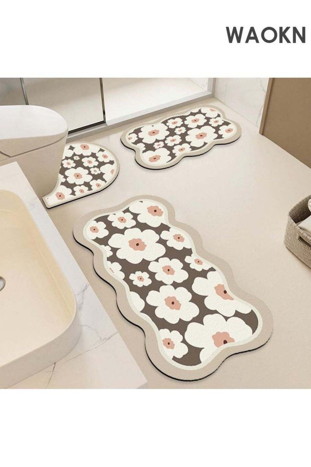 Sets 3 Piece Bathroom Mat Rugs - Quick Dry Super Absorbent Bath Mat , suitable for Bathroom Diatoma