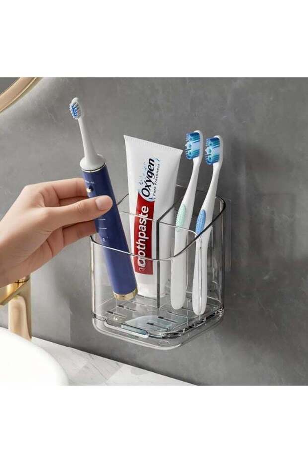 3‑Slot Toothbrush Holder with Divider – Wall‑Mounted or Desktop Electric Toothbrush Organizer, Deta