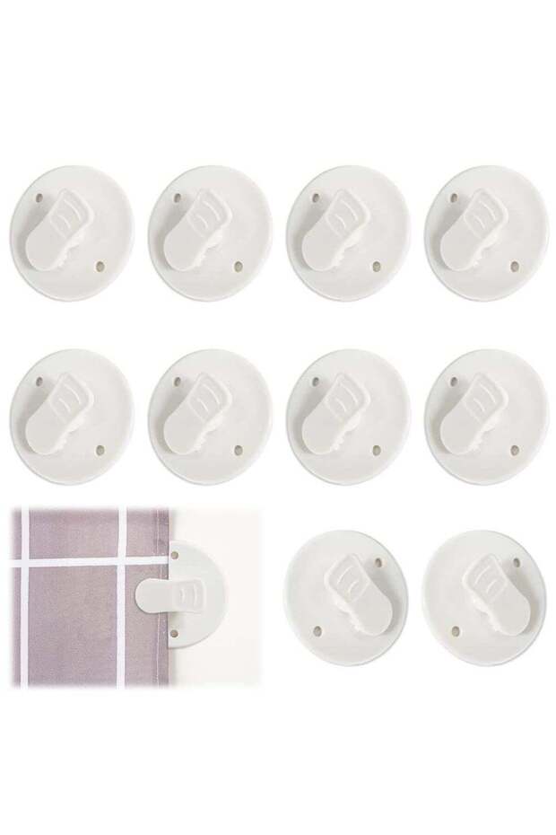 Shower Splash Clips - 10 Pack Self Adhesive Curtain Holders, Windproof Splash Guards, 5.5cm/2.2 inc
