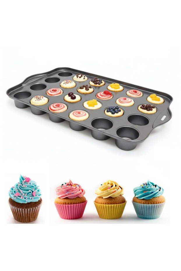 Mini Cheesecake Pan 24-Cup — Removable Bottoms, Nonstick Muffin Pan, Oven & Dishwasher Safe