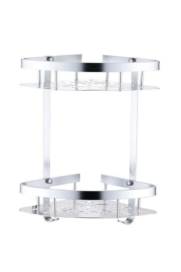 2-Tier Corner Bathroom Shelf Silver 28.6x21.8x36cm