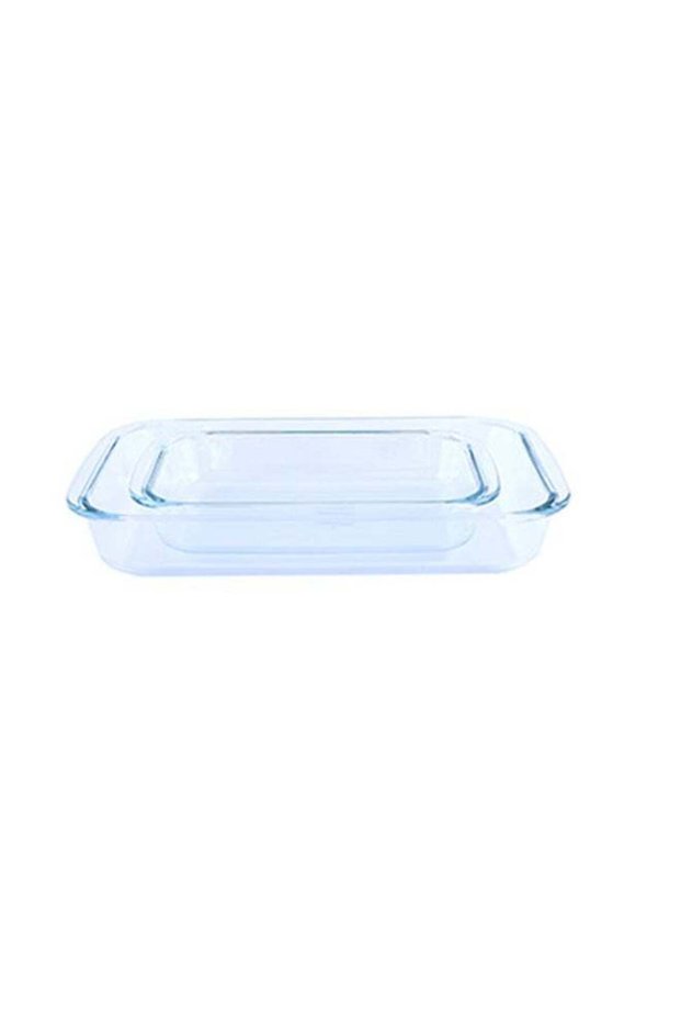 Royalford 2-Piece Borosilicate Glass Oblong Baking Dish Set (2.2 L, 1 L) | High Thermal Shock Resis
