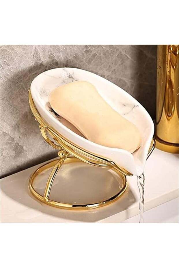 White Ceramic Soap Dish with Self-Drainage System for Shower, Bathroom Sink, Kitchen