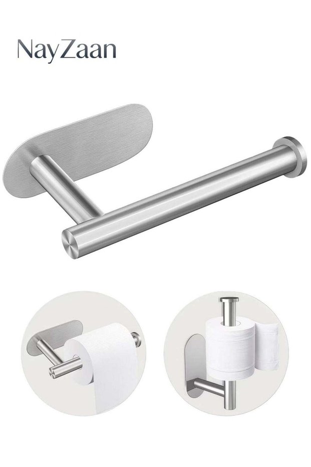Toilet Paper Holder - Self-Adhesive Wall-Mounted Bathroom Toilet Paper Holder, Stainless Steel Stro