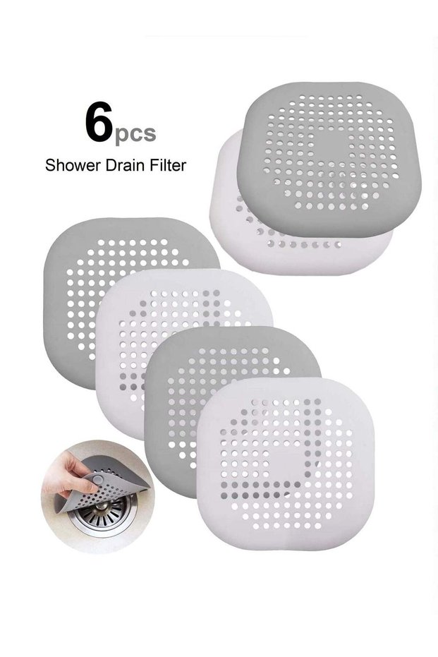 6 Pcs Silicone Drain Protector with Sucker, Sink Strainer Shower Hair Catcher Bathtub Drain Cover f