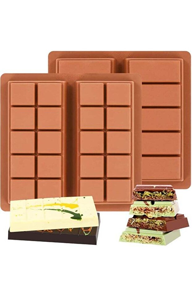 2PCS Dubai Chocolate Molds, Silicone Chocolate Bar Mold – Non-Stick, Flexible, Large and Thick Home