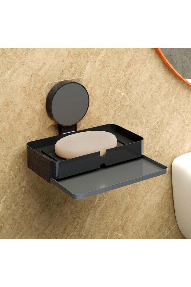 Kuber Industries Plastic Self-Adhesive Soap Holder for Bathroom Wall with Removable Drain Tray | No