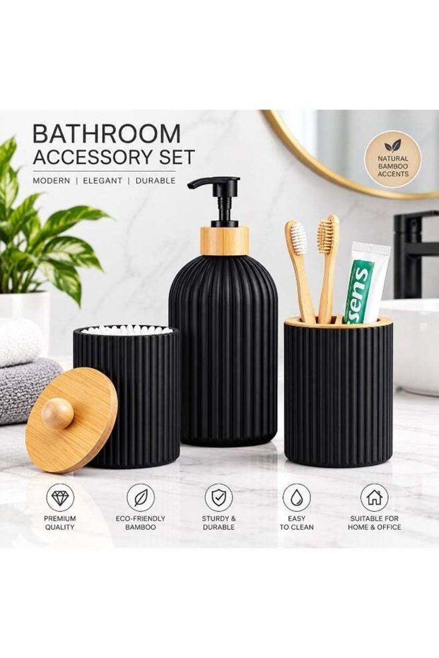 3 Pcs Refillable Bathroom Dispenser Set, Lead-Free, Freestanding, Manual Pump Lotion Dispenser, Swa