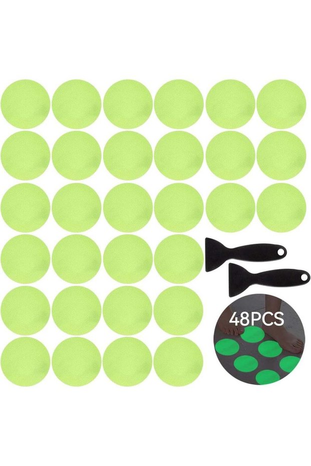 48PCS Non-Slip Bathtub Stickers - Safety Adhesive Decals with 2 Silicone Scrapers for Bath Tubs, Sh