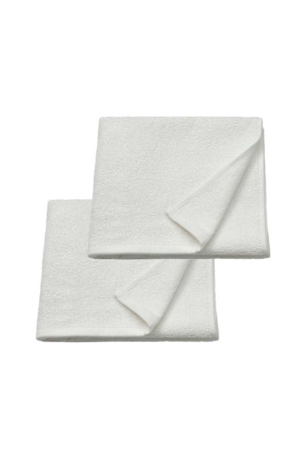 2-Piece Set – White Cotton Bath Towels, 55×120 cm