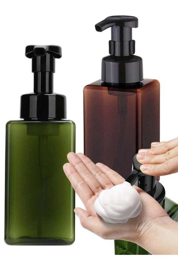 2 Pcs Foaming Soap Dispenser, 300ml Refillable Pump Bottle Plastic for Liquid Soap, Shampoo, Body