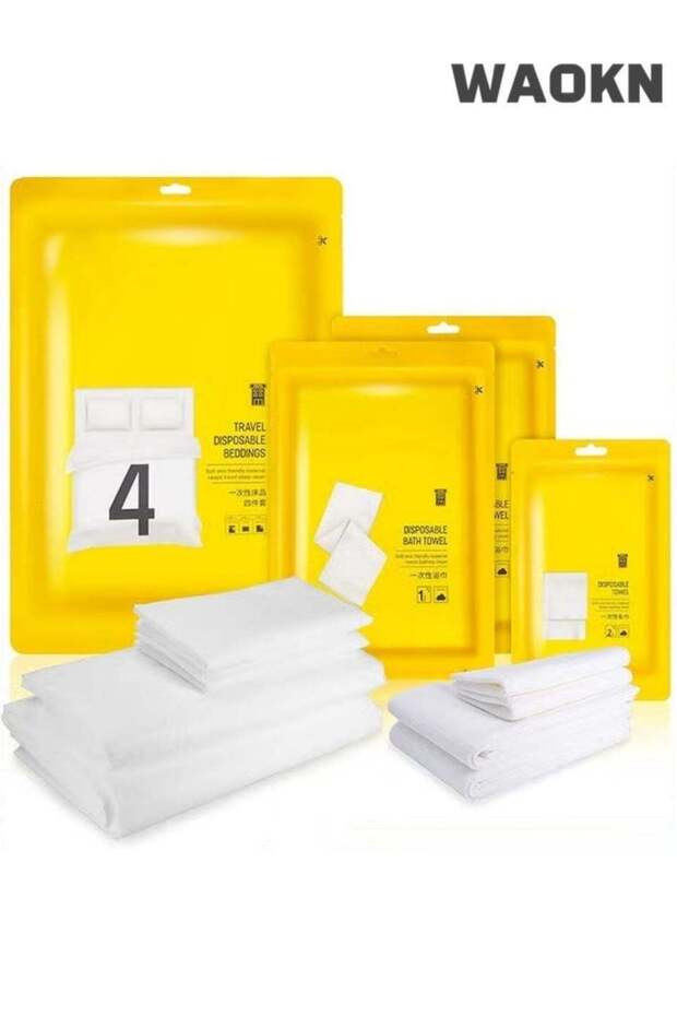 8 PCS Disposable Bed Sheets Travel For Hotel,Disposable Bedding Soft Breathable Cover,Bed Sheet,Pil