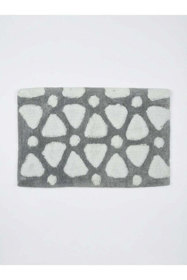 50 x 80cm Micro Polyester Tiles Tufted Bathmat in Silver, Soft Absorbent Non Slip bath mat Shower M