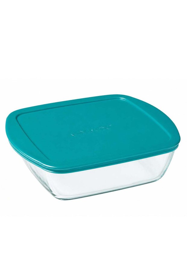 Pyrex Cook & Store 1L Square Glass Roaster with Lid , Oven, Microwave, Freezer & Dishwasher Safe Bo