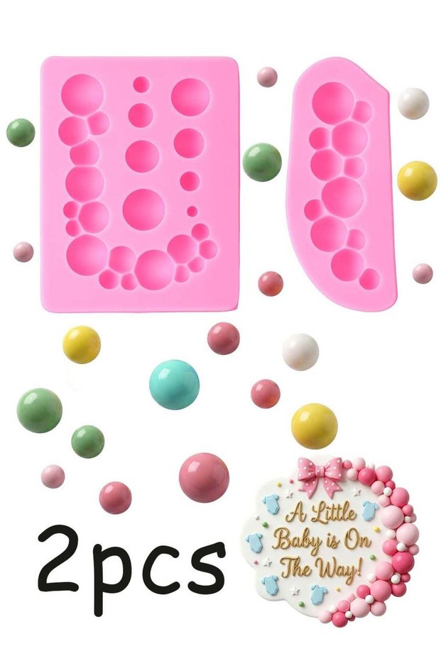 2PCS Half Sphere Pearl Ball Silicone Mold, 3D Bubble Chocolate Fondant Mould, Multipurpose Baking M