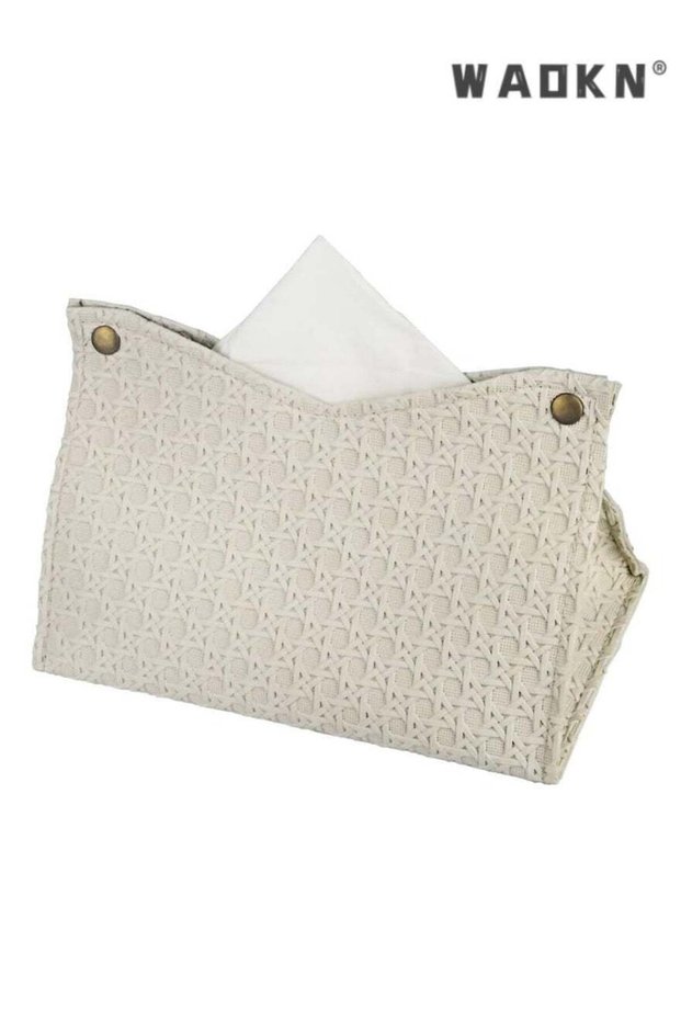 PU Leather Tissue Box, Rattan Style Tissue Box, Modern Facial Paper Organizer, Modern PU Leather Ti
