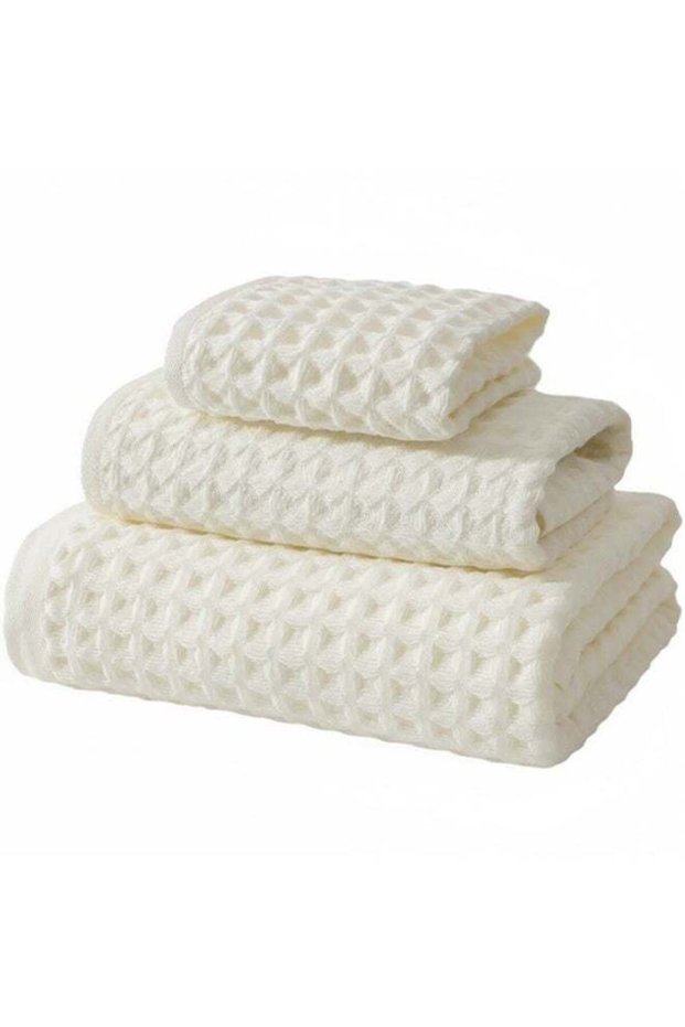New Cotton Waffle Bath Towel Set, 3 Pieces, Oversized, Super Soft, Absorbent, Fast Drying, Multipur