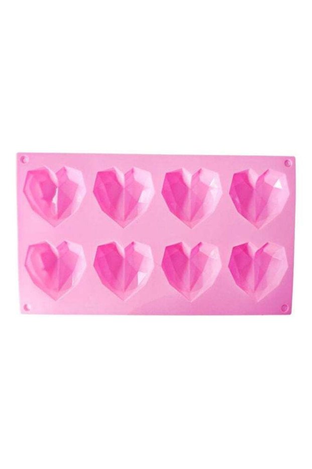 3D Diamond Heart Shaped Silicone Cake Mould Pink 29 x 17 x 2.5cm