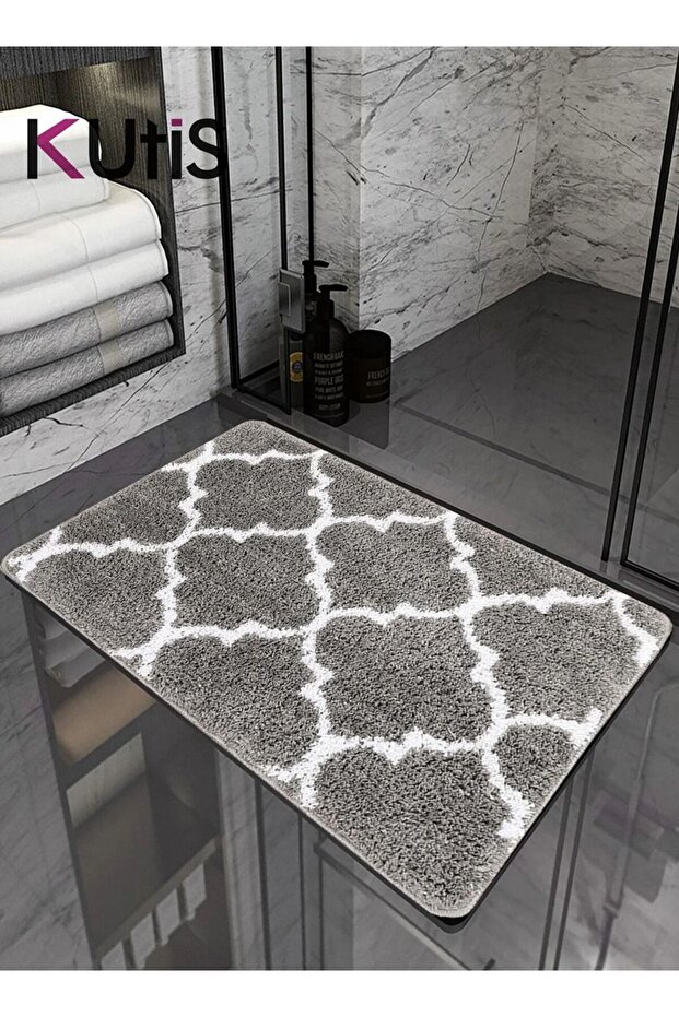 Non-Slip Bath Mat Geometric Pattern Super Fine Fiber