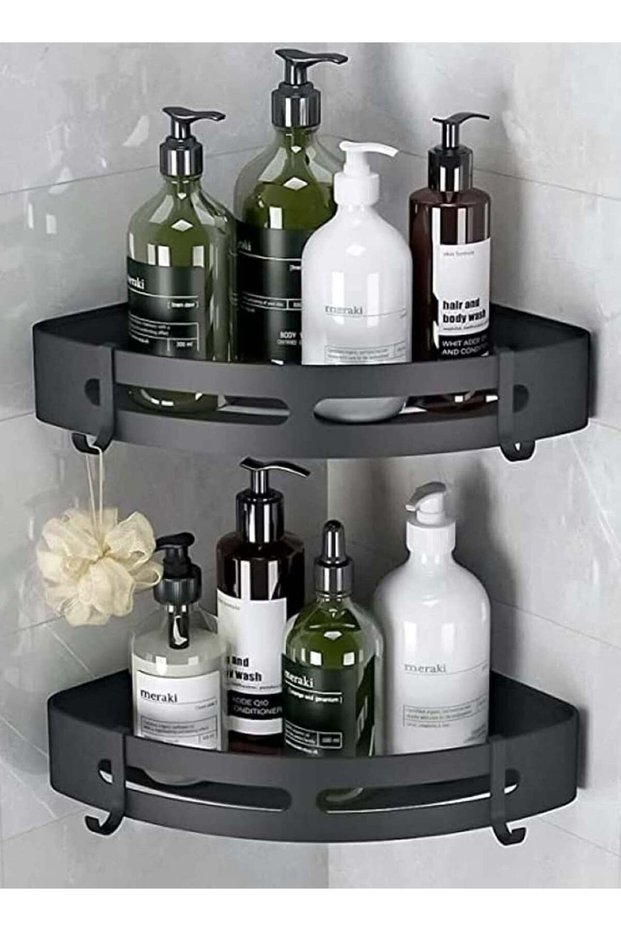 Bathroom Shelf, Pack of 2pcs, Shower Caddy, Light-Weight Aluminum, Self-Adhesive Bathroom Shelves,