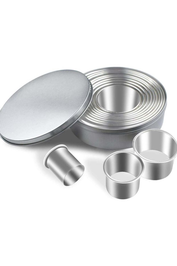 12-Piece Round Cookie Cutter Set - Stainless Steel Circle Cutters for Baking, Donut Molds for Biscu