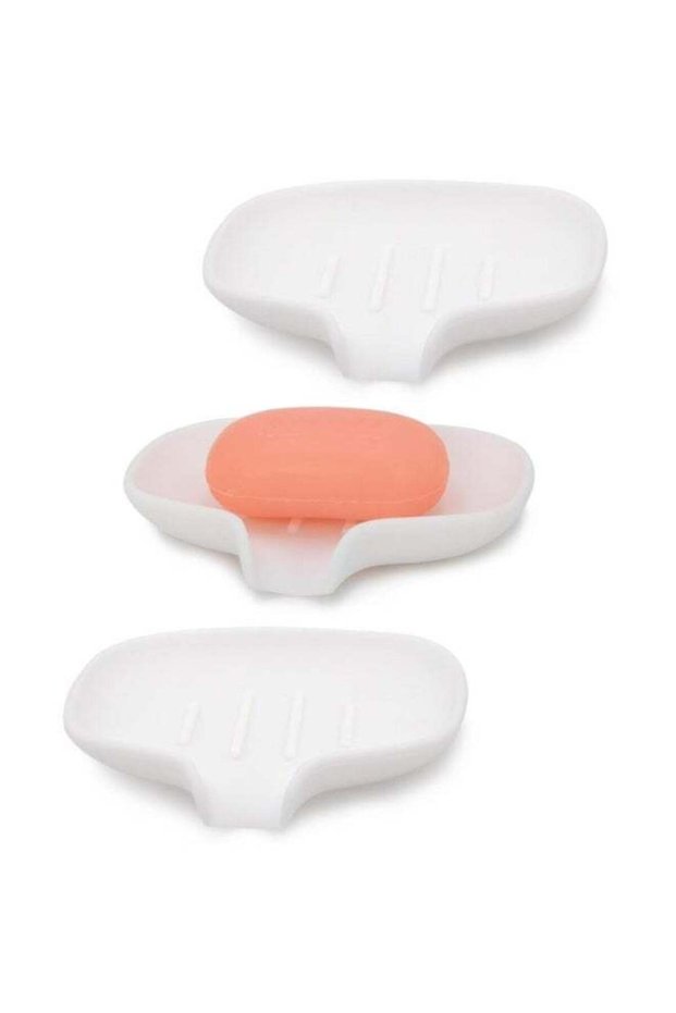 3 Pack Silicone Soap Dish with Drain, Bar Soap Holder for Shower/Bathroom, Self Draining Waterfall
