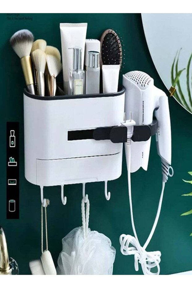 Wall Mounted Multifunctional Storage Box White 22.2x10x14cm