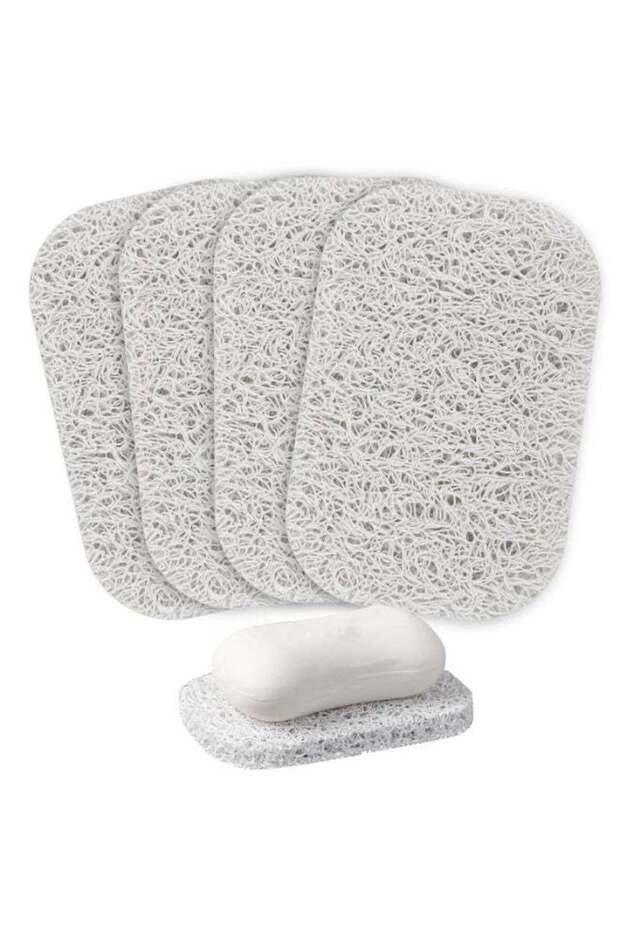 4 Pcs White BPA-Free Soap Holder Pads for Shower, Kitchen, and Bathroom