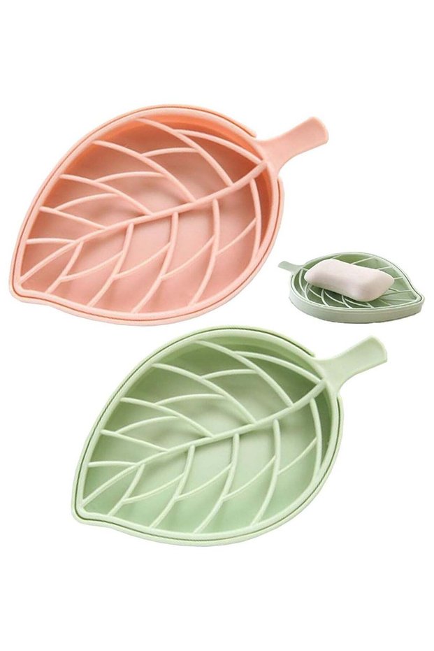 2 Pieces Plastic Soap Dish, Leakproof Bar Soap Holder, Soap Box with Water Reservoir, Portable Trav