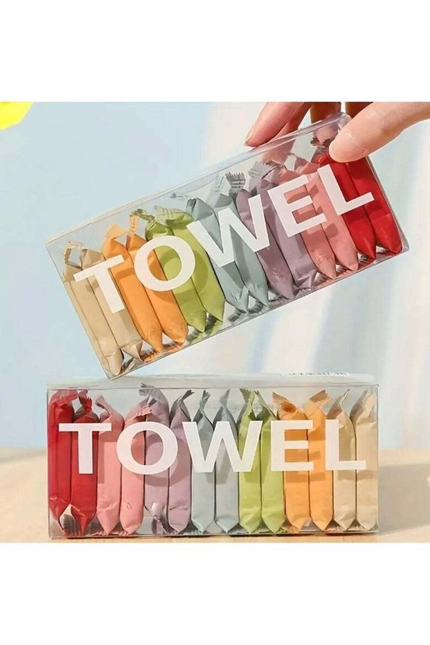 14pcs Disposable Compressed Cleansing Towel, White Portable Disposable Face Towel, Travel Essential